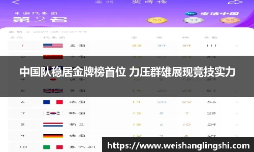 中国队稳居金牌榜首位 力压群雄展现竞技实力